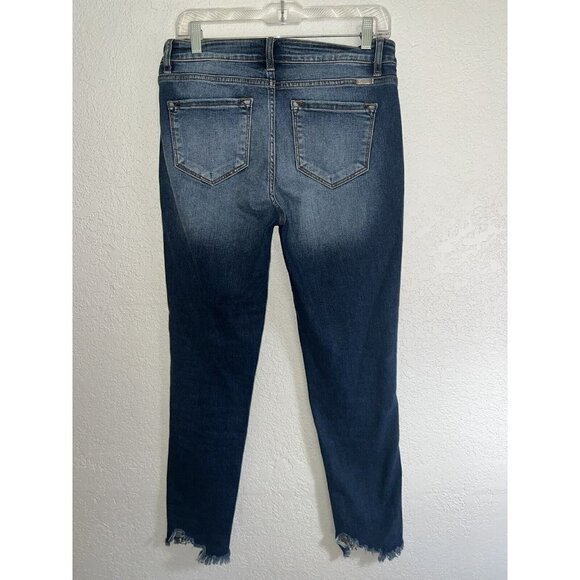 Kancan Jeans Distressed Skinny Chew Hem Size 9/28 High Rise Dark Wash Y1 - Picture 4 of 7